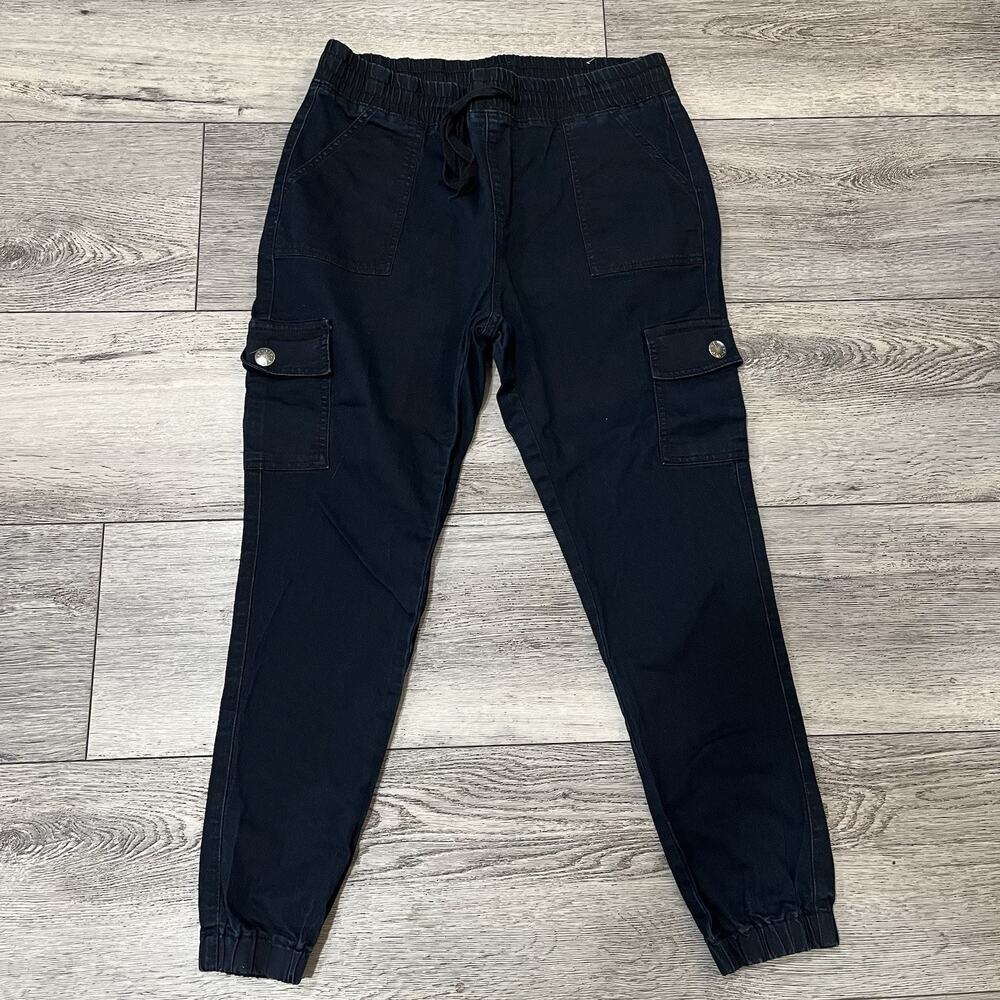 VIP Jeans Cargo Pants 15/16 Black Cotton Khaki Twill Zip Fly Front Utility Jog